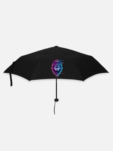 Neon Wolf Crystal Crown - Umbrella (small) - black