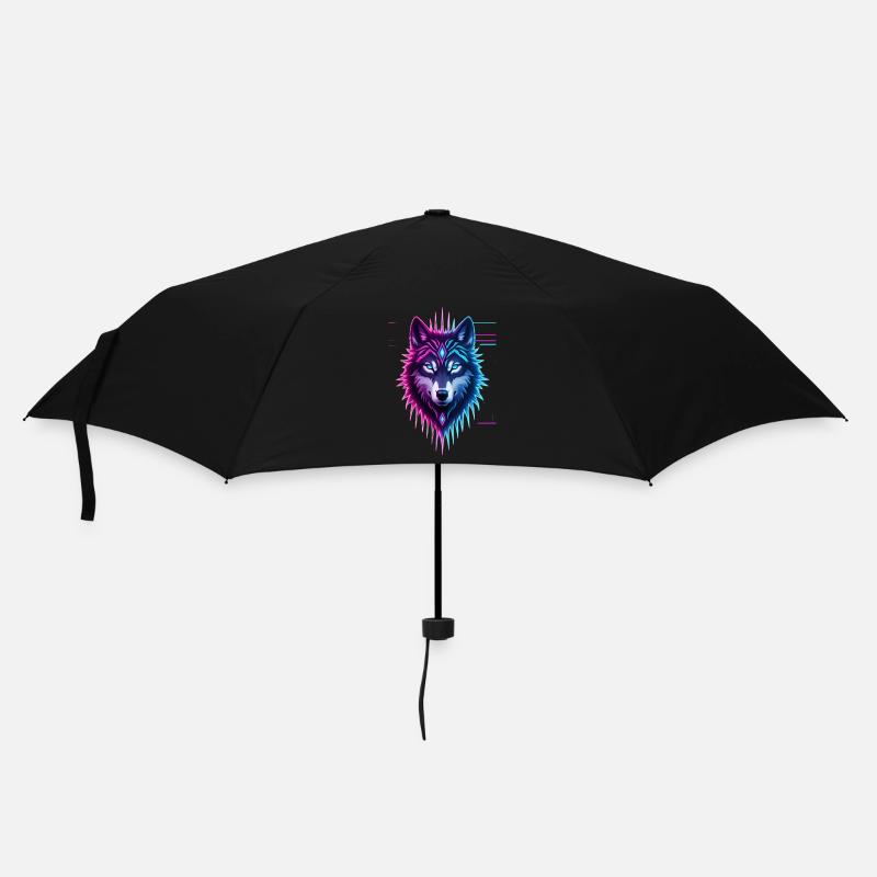 Neon-Wolf Kristallkrone - Regenschirm (klein) - Schwarz