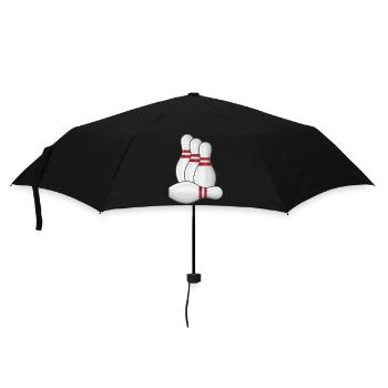 Bowling Strike Bowlingteam Pins - Regenschirm (klein) - Schwarz - Vorne