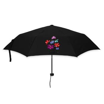 Blumen - Regenschirm (klein) - Schwarz - Vorne