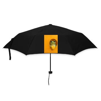 Frosch Herz Lustig Geschenk - Regenschirm (klein) - Schwarz - Vorne