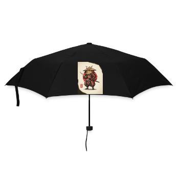 Anthropomorphic Rat Samurai in Armor - Umbrella (small) - black - Front