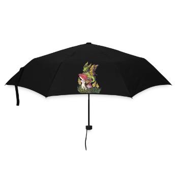 Forest Dragon on Toadstool Cute Butterfly - Umbrella (small) - black - Front