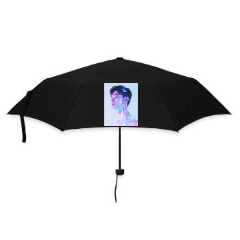 Holographisches Neon-Porträt - Regenschirm (klein) - Schwarz - Vorne