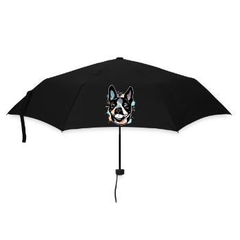 Boston Terrier - Regenschirm (klein) - Schwarz - Vorne