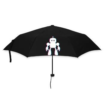 Roboter 3D-Effekt – Zukunft trifft KI Design - Regenschirm (klein) - Schwarz - Vorne
