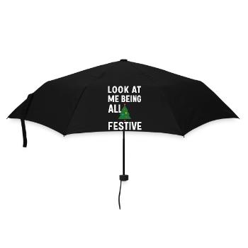 Schau mich an, wie ich ganz festlich bin, Weihnachtsbaum - Regenschirm (klein) - Schwarz - Vorne