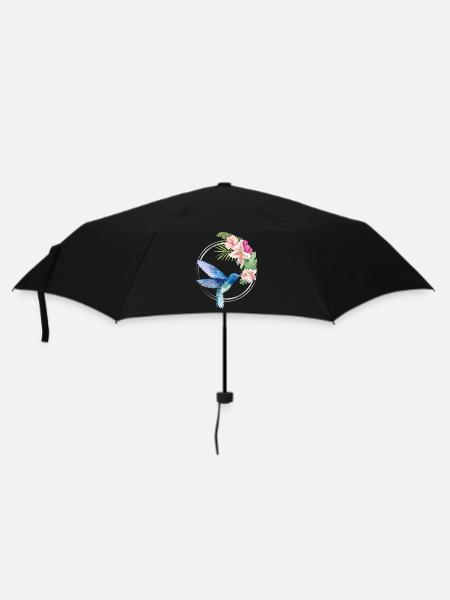 Azure Hummingbird Floral Circle - Regenschirm (klein) - Schwarz