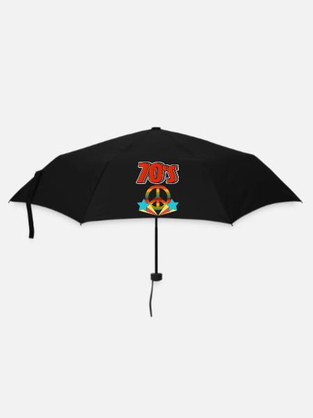 Retro 70er Frieden Regenbogen - Regenschirm (klein) - Schwarz