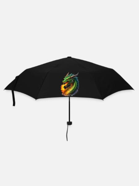 Feuer speiender Drache - Regenschirm (klein) - Schwarz