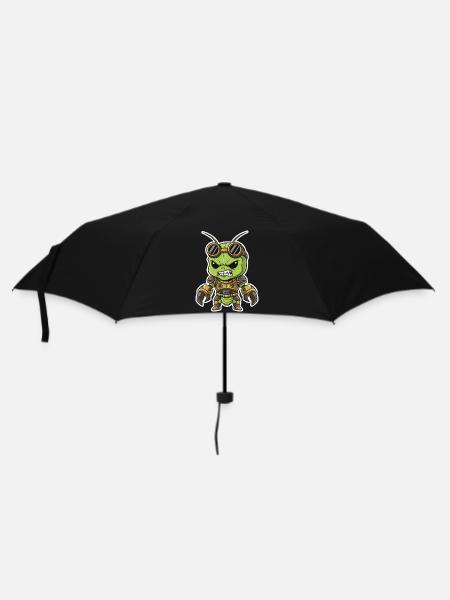 Alien Steampunk Krieger Rüstungsmessing - Regenschirm (klein) - Schwarz