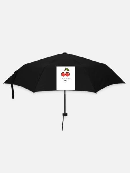 Kirsch-Vibes Süße Momente - Regenschirm (klein) - Schwarz