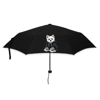 Cool Westie in Oversized Hoodie & Sneaker Design - Umbrella (small) - black - Front