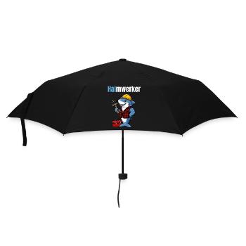 Haimwerker – Lustiger Hai Handwerker - Regenschirm (klein) - Schwarz - Vorne