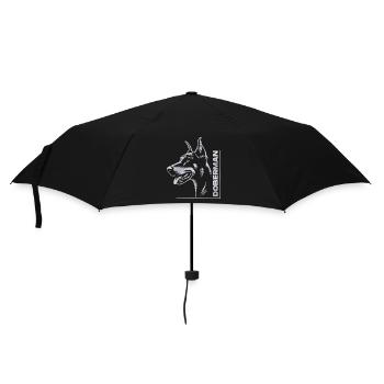 Doberman Pinscher, Hundekopf, Zeichnung silber - Regenschirm (klein) - Schwarz - Vorne