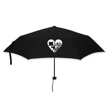 Farmer Heart Stall Trecker Cow Grain Motif - Umbrella (small) - black - Front