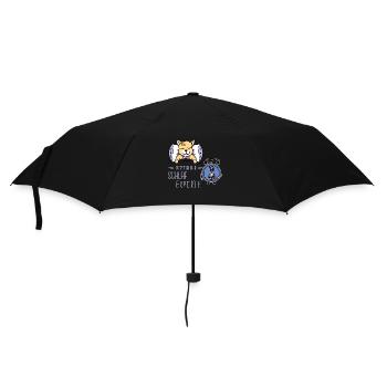 Wecker Getriebe Uhrzeit Katze Bett schlafen müde - Regenschirm (klein) - Schwarz - Vorne