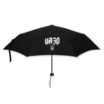 UA30 Ukrainisches Tryzub-Symbol Ukrainischer Dreizack - Regenschirm (klein) - Schwarz - Vorne