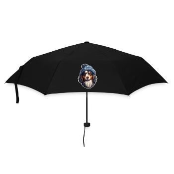 Chien de neige avec écharpe et flair d’hiver - Parapluie standard - noir - Devant