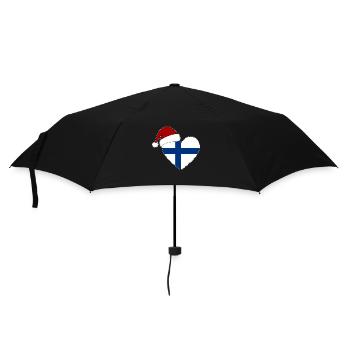 Finnland Flagge Weihnachten Herz - Regenschirm (klein) - Schwarz - Vorne