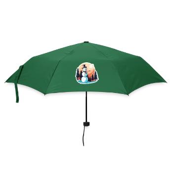 Snowman Christmas Drawing - Umbrella (small) - bottlegreen - Front