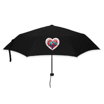 Heart with shapes - Umbrella (small) - black - Front