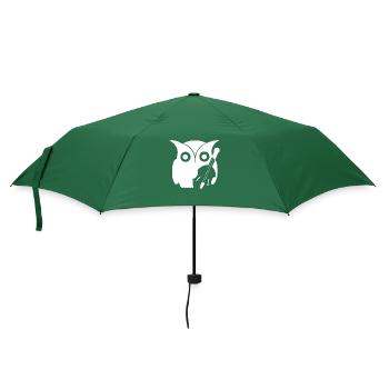 Eule mit Instrument - Regenschirm (klein) - Flaschengrün - Vorne