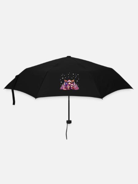 Elch Familie Weihnachten - Regenschirm (klein) - Schwarz