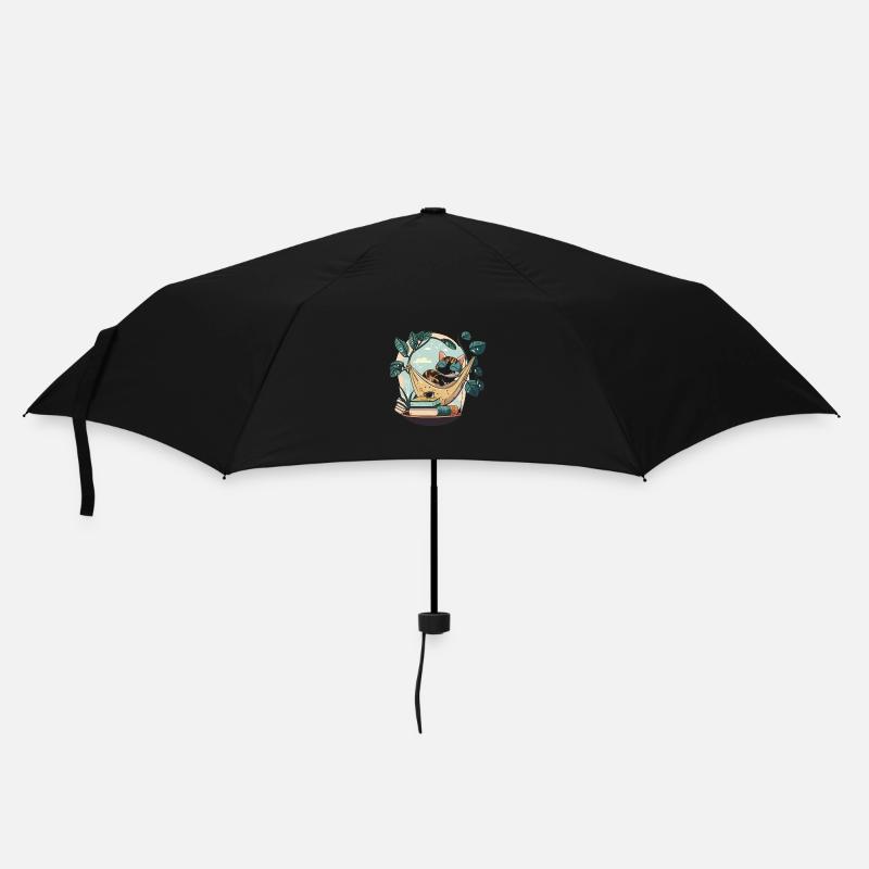 Katzenbuch-Liebhaber - Regenschirm (klein) - Schwarz