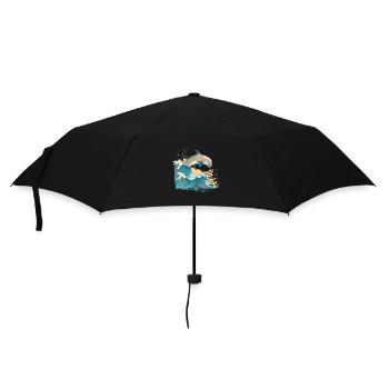 Der fröhliche Delphin - Regenschirm (klein) - Schwarz - Vorne