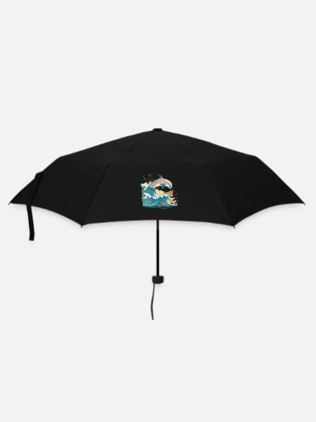 Der fröhliche Delphin - Regenschirm (klein) - Schwarz