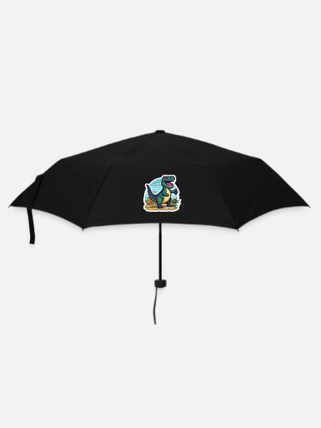 Der Trex Dino ist Unterwegs - Regenschirm (klein) - Schwarz