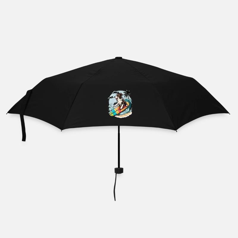 Surft auf Doggy - Regenschirm (klein) - Schwarz