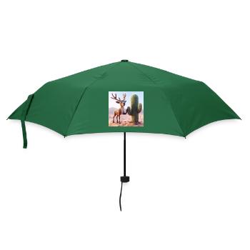 Des rennes à côté d’un cactus dans le désert - Parapluie standard - vert bouteille - Devant