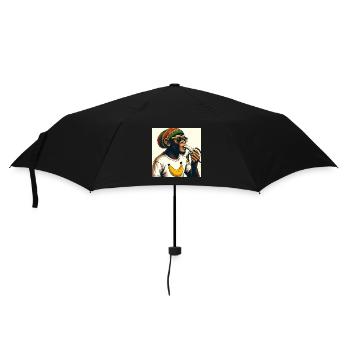 Cool monkey eats banana - Umbrella (small) - black - Front