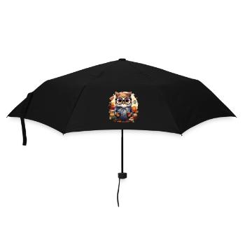 The Wise Librarian Owl - Umbrella (small) - black - Front
