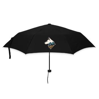 Geometrischer Wolf - Regenschirm (klein) - Schwarz - Vorne