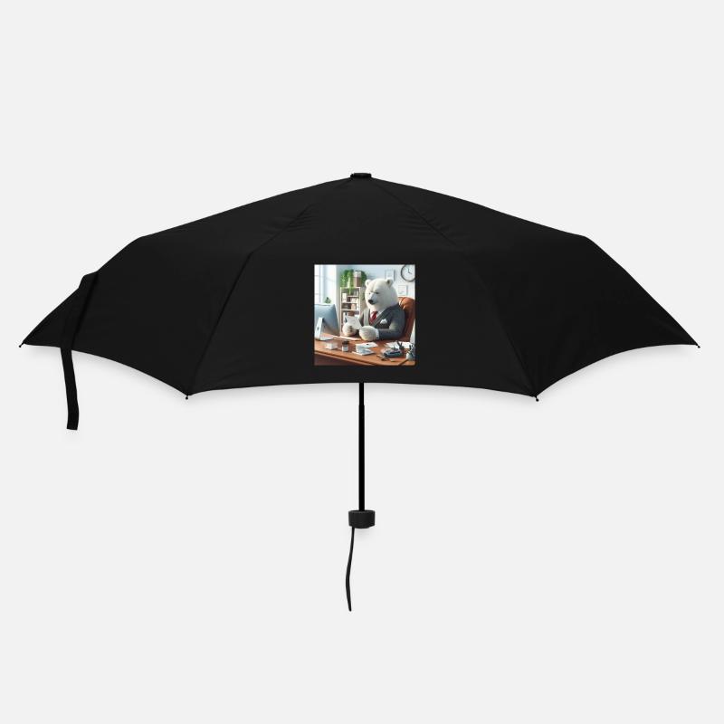 Bär im schicken Business-Anzug - Regenschirm (klein) - Schwarz