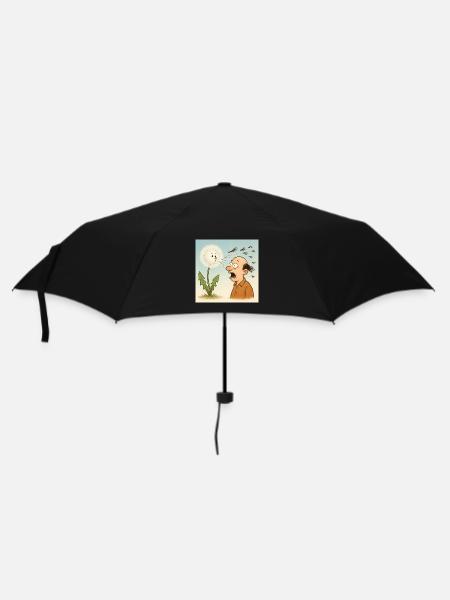 Pusteblume Glatze – Lustiges Cartoon Motiv - Regenschirm (klein) - Schwarz