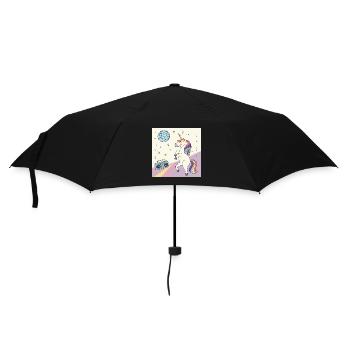 Einhorn Party Disco - Regenschirm (klein) - Schwarz - Vorne
