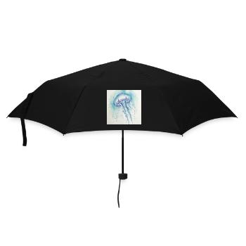 Medusa-Aquarell, Ozeanblau - Regenschirm (klein) - Schwarz - Vorne