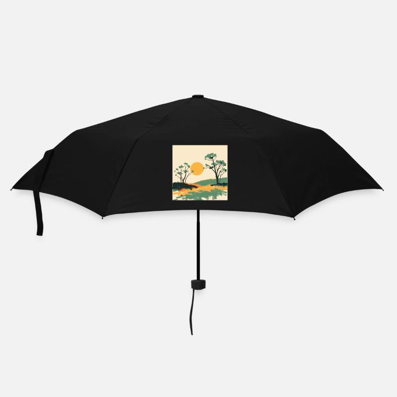 Horizon Solaire et Pins - Parapluie standard - noir