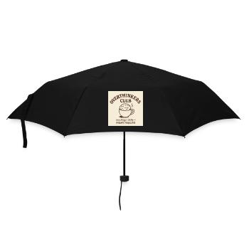 Funny Overthinkers Coffee Brain – Retro Line Art - Regenschirm (klein) - Schwarz - Vorne