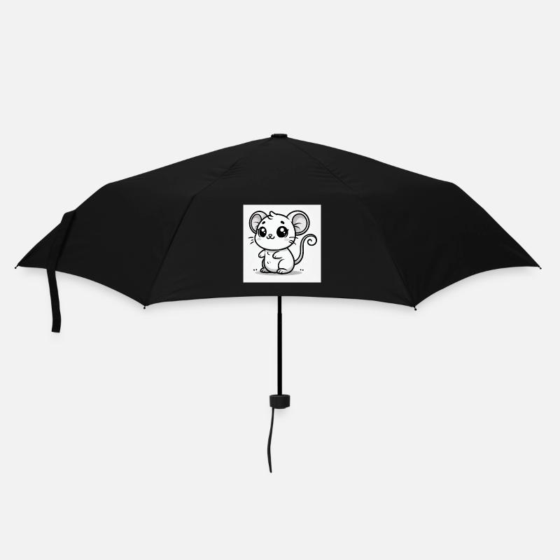 Kawaii-Maus Schwarz-Weiß - Regenschirm (klein) - Schwarz