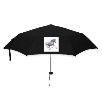Lebendiges Aquarellpferd - Regenschirm (klein) - Schwarz - Vorne