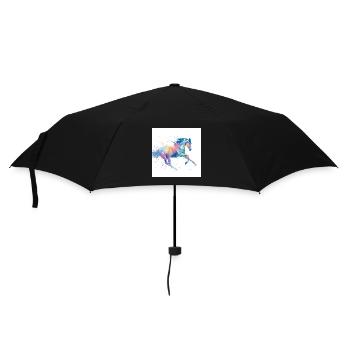Rainbow Watercolor Gallop Horse - Umbrella (small) - black - Front