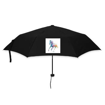 Rainbow Watercolor Horse in Motion - Umbrella (small) - black - Front