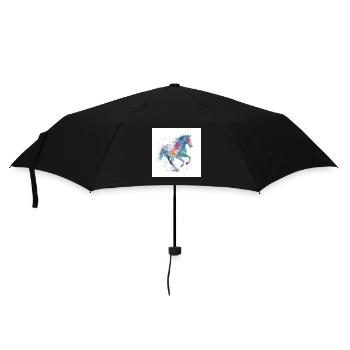 Rainbow Gallop Watercolor Horse - Umbrella (small) - black - Front