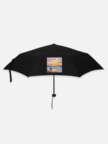Sonnenuntergang über dem Meer - Regenschirm (klein) - Schwarz