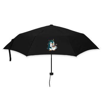 Koffein-Pinguin: Eiskalt & Hochgefahren - Umbrella (small) - black - Front